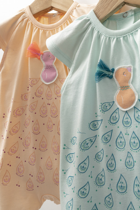 Salopeta de vara pentru bebelusi Peacock, Tongs baby - Somon [4]