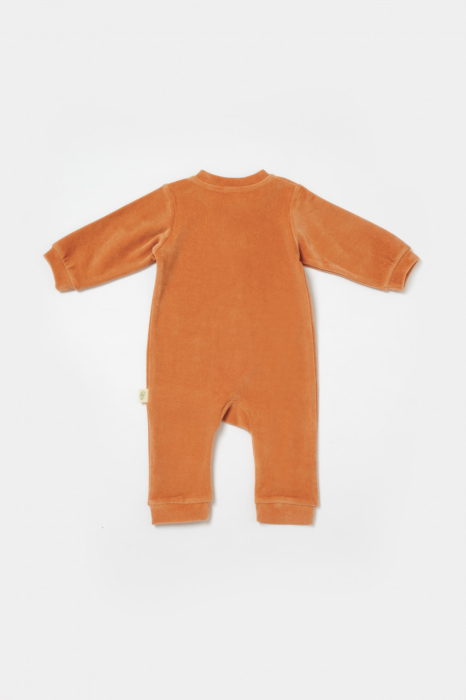 Salopeta Elefant cu maneca lunga din 80%bumbac organic si 20% poliester - Caramiziu, BabyCosy [3]