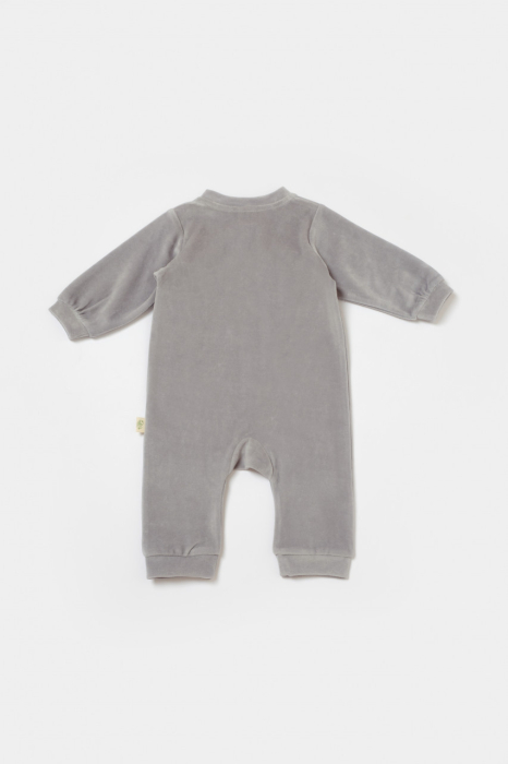 Salopeta Elefant cu maneca lunga din 80%bumbac organic si 20% poliester - Gri, BabyCosy [3]