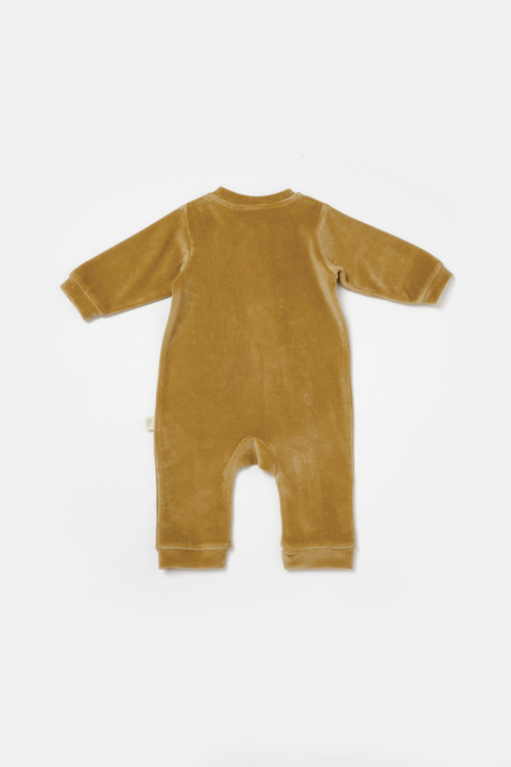 Salopeta Elefant cu maneca lunga din 80%bumbac organic si 20% poliester - Mustar, BabyCosy [3]