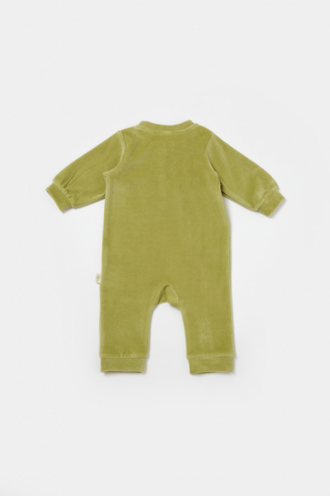 Salopeta Elefant cu maneca lunga din 80%bumbac organic si 20% poliester - Verde, BabyCosy [3]