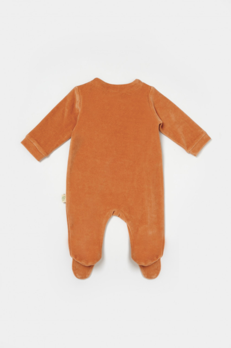 Salopeta Elefant cu maneca lunga si botosei din 80%bumbac organic si 20% poliester - Caramiziu, BabyCosy [3]