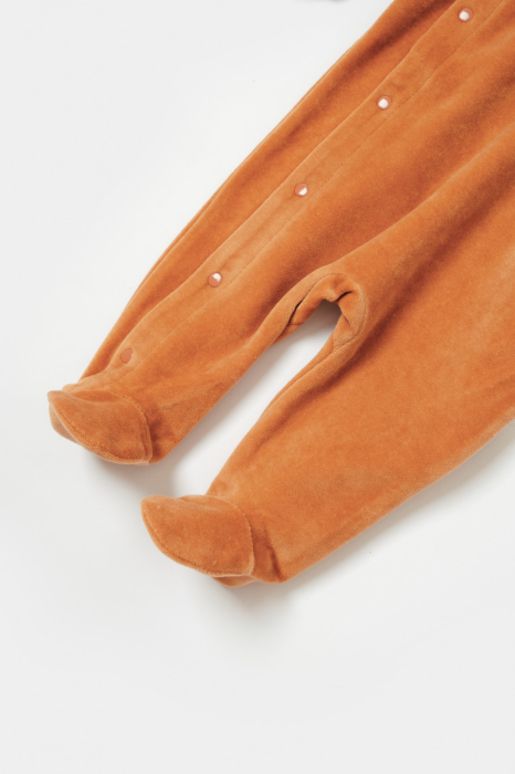 Salopeta Elefant cu maneca lunga si botosei din 80%bumbac organic si 20% poliester - Caramiziu, BabyCosy [5]