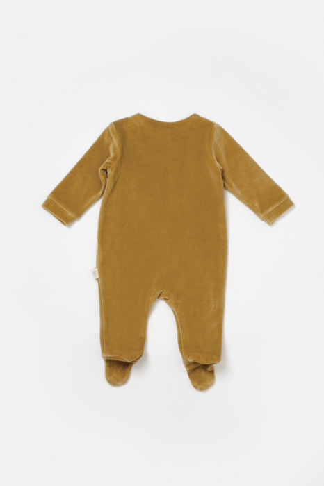 Salopeta Elefant cu maneca lunga si botosei din 80%bumbac organic si 20% poliester - Mustar, BabyCosy [3]