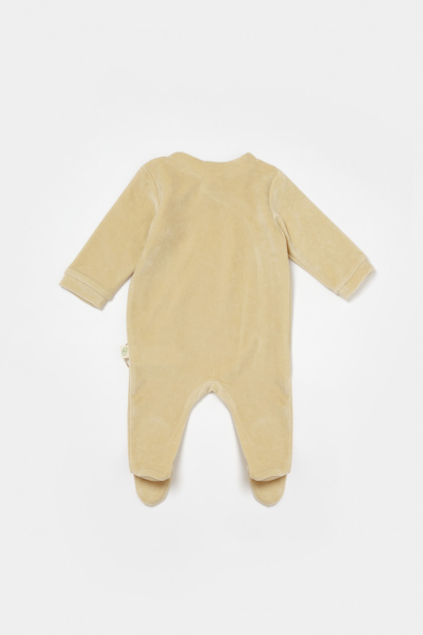 Salopeta Elefant cu maneca lunga si botosei din 80%bumbac organic si 20% poliester - Stone, BabyCosy [4]