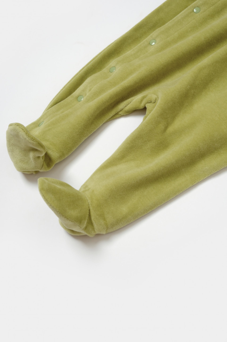 Salopeta Elefant cu maneca lunga si botosei din 80%bumbac organic si 20% poliester - Verde, BabyCosy [5]