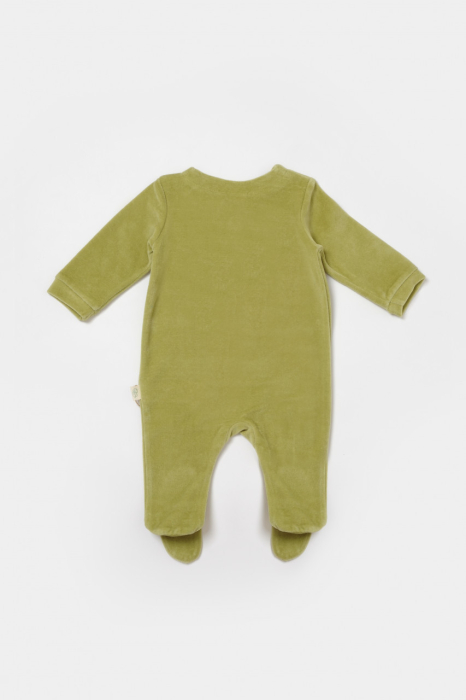 Salopeta Elefant cu maneca lunga si botosei din 80%bumbac organic si 20% poliester - Verde, BabyCosy [3]
