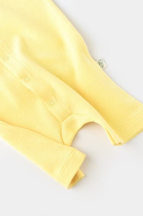 Salopeta fara maneci si pantaloni scurti - 100% bumbac organic - Galben, BabyCosy [5]