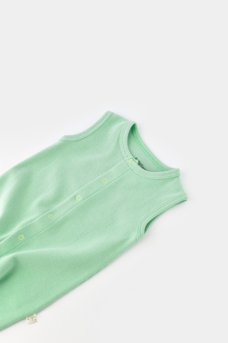 Salopeta fara maneci si pantaloni scurti - 100% bumbac organic - Mint, BabyCosy [5]