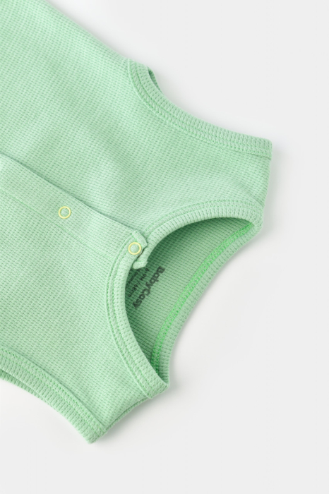 Salopeta fara maneci si pantaloni scurti - 100% bumbac organic - Mint, BabyCosy [3]