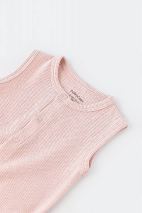 Salopeta fara maneci si pantaloni scurti - 100% bumbac organic - Roz, BabyCosy [3]