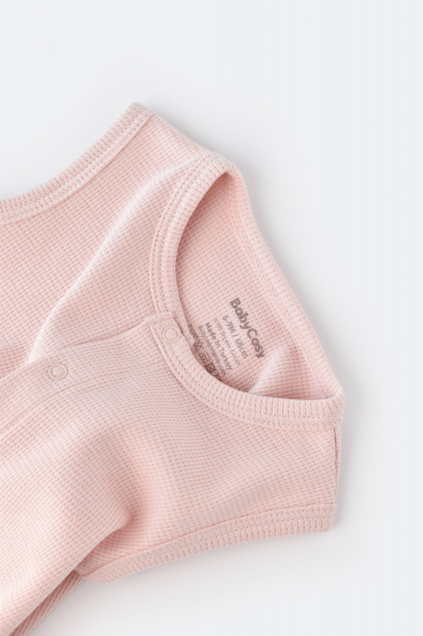 Salopeta fara maneci si pantaloni scurti - 100% bumbac organic - Roz, BabyCosy [4]
