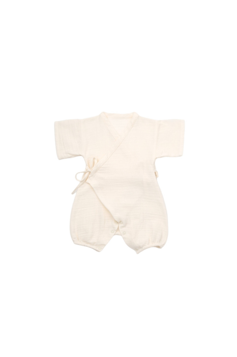 Salopeta petrecuta din muselina, BabyCosy, 100% bumbac organic, Ecru [8]
