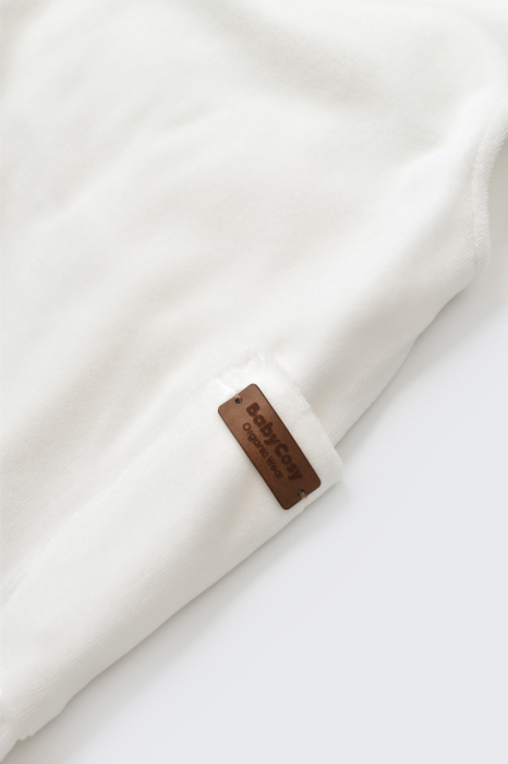 Salopeta Velvet cu bretele din 80%bumbac organic si 20% poliester - Ecru, BabyCosy [3]