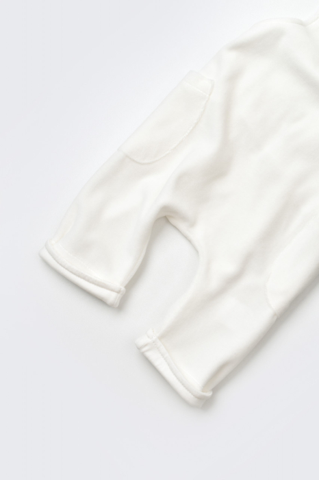 Salopeta Velvet cu bretele din 80%bumbac organic si 20% poliester - Ecru, BabyCosy [4]