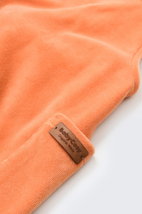 Salopeta Velvet cu bretele din 80%bumbac organic si 20% poliester - Portocaliu, BabyCosy [3]