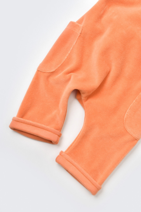Salopeta Velvet cu bretele din 80%bumbac organic si 20% poliester - Portocaliu, BabyCosy [4]