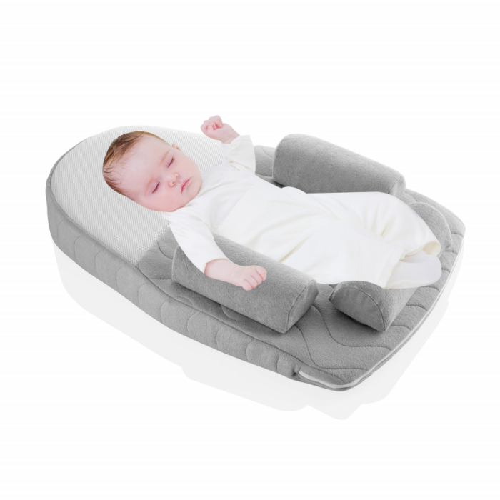 Salteluta plan inclinat si saculet cu samburi de cirese BabyJem Velvet (Culoare: Alb) [8]