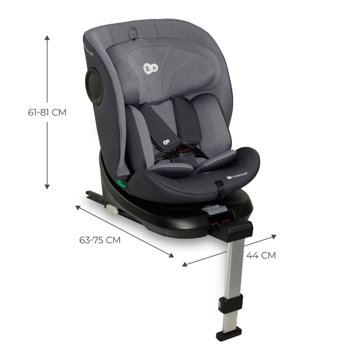 SCAUN AUTO I-SIZE, 40-150 CM, KINDERKRAFT I-360, GREY [9]