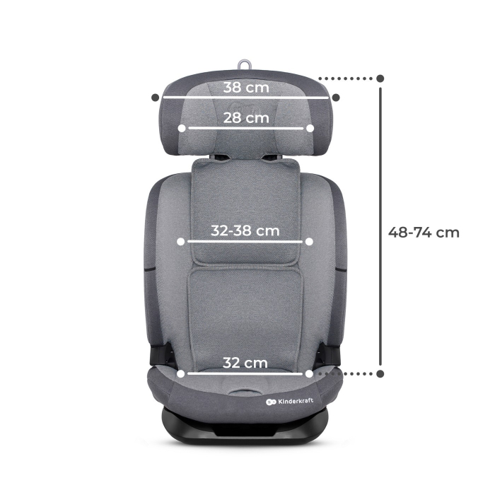 SCAUN AUTO I-SIZE, 76-150 CM, KINDERKRAFT ONETO 3, ISOFIX, COOL GREY [7]