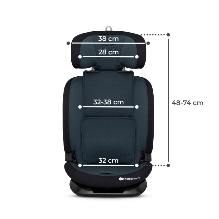 SCAUN AUTO I-SIZE, 76-150 CM, KINDERKRAFT ONETO 3, ISOFIX, GRAPHITE BLACK [8]