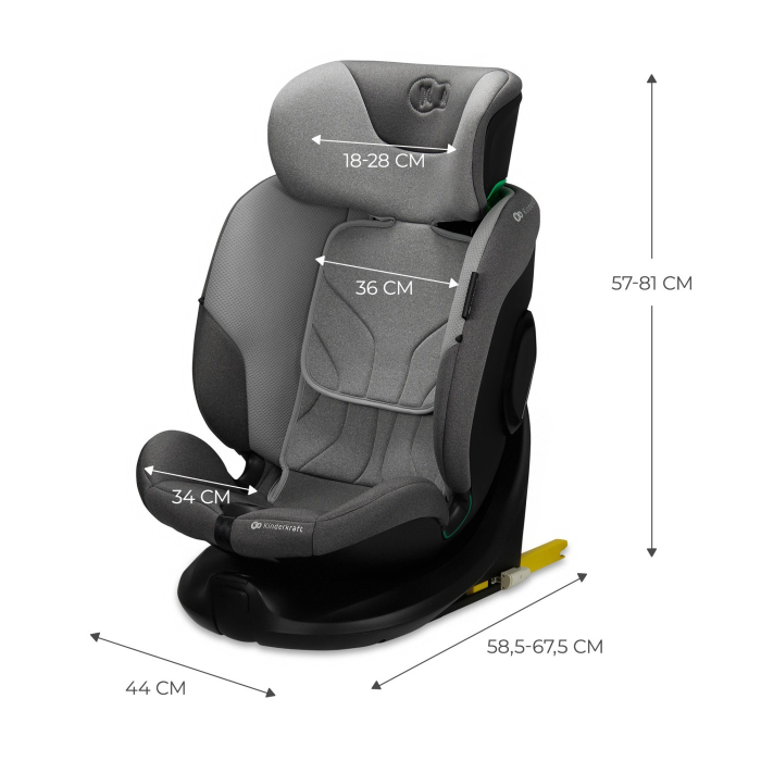 SCAUN AUTO KINDERKRAFT I-FIX, I-SIZE 40-150 CM, COOL GREY [2]