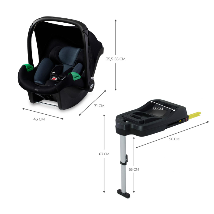 SCOICA AUTO KINDERKRAFT MINK PRO I-SIZE 40-75 CM + BAZA ZESTAW BLACK [3]