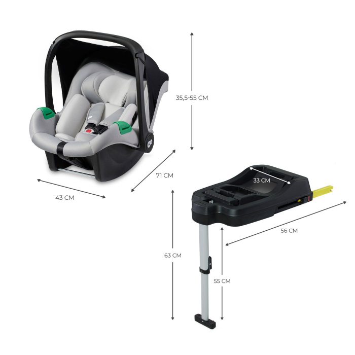 SCOICA AUTO KINDERKRAFT MINK PRO I-SIZE 40-75 CM + BAZA ZESTAW GREY [3]
