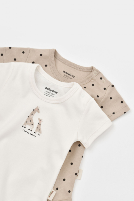 Set 2 body-uri bebe unisex Girafa, BabyCosy, 100% bumbac organic [5]