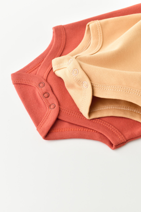 Set 2 body-uri cu maneca lunga bebe unisex -100% bumbac organic - Mustar/Scortisoara, BabyCosy [5]