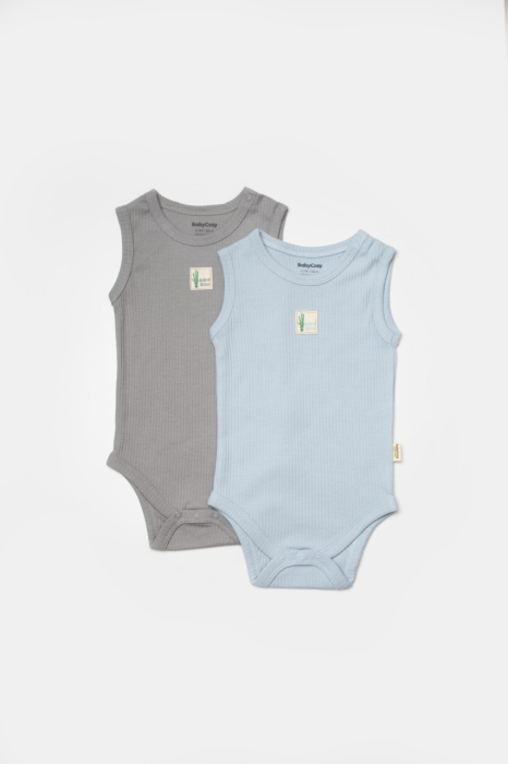 Set 2 body-uri fara maneci Bamboo, bleu, BabyCosy, 50% bambus+50% bumbac [2]