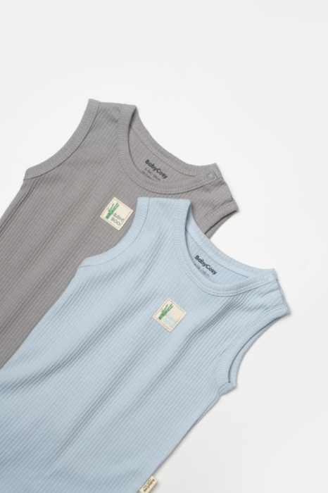 Set 2 body-uri fara maneci Bamboo, bleu, BabyCosy, 50% bambus+50% bumbac [6]