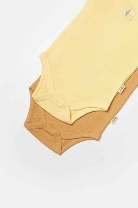 Set 2 body-uri fara maneci Bamboo, galben, BabyCosy, 50% bambus+50% bumbac [7]