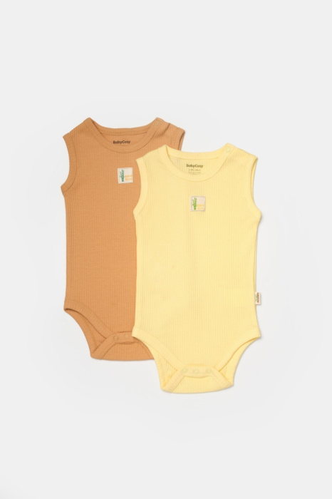 Set 2 body-uri fara maneci Bamboo, galben, BabyCosy, 50% bambus+50% bumbac [2]