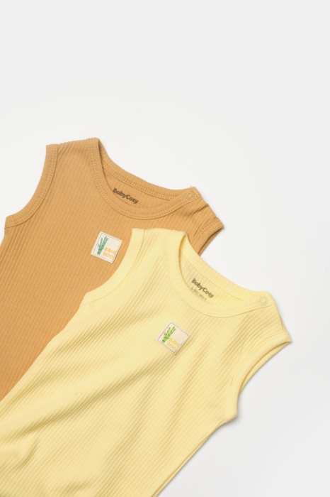 Set 2 body-uri fara maneci Bamboo, galben, BabyCosy, 50% bambus+50% bumbac [6]