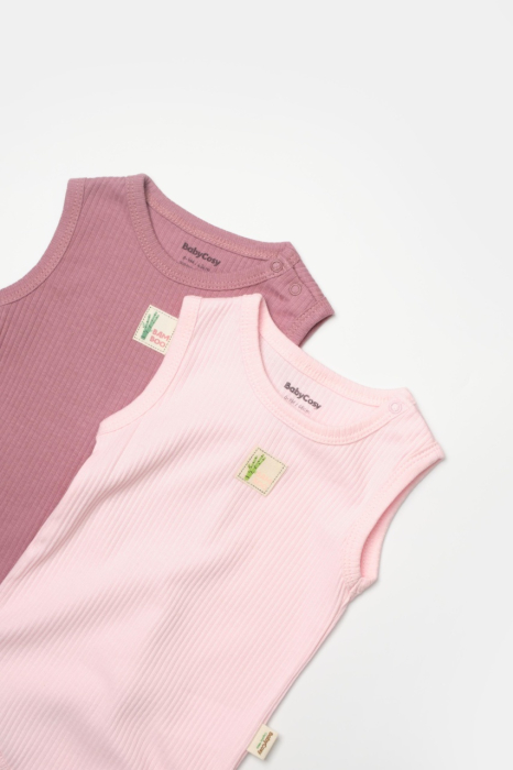 Set 2 body-uri fara maneci Bamboo, roz, BabyCosy, 50% bambus+50% bumbac [6]