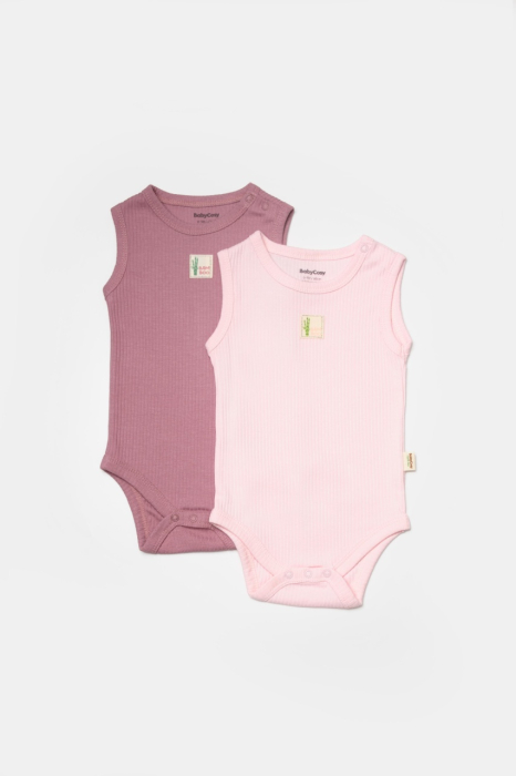 Set 2 body-uri fara maneci Bamboo, roz, BabyCosy, 50% bambus+50% bumbac [2]