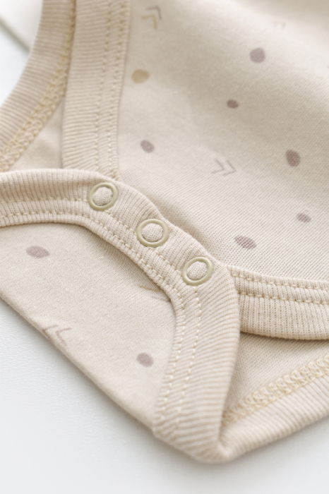 Set 2 body-uri fara maneci bebe unisex -100% bumbac organic - Crem cu buline, BabyCosy [5]