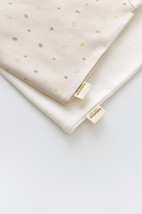 Set 2 body-uri fara maneci bebe unisex -100% bumbac organic - Crem cu buline, BabyCosy [7]