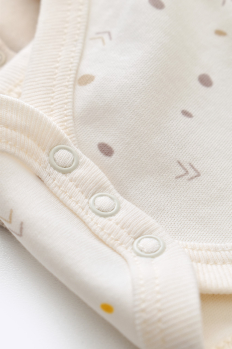 Set 2 body-uri fara maneci bebe unisex -100% bumbac organic - Ecru cu buline, BabyCosy [7]