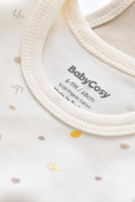 Set 2 body-uri fara maneci bebe unisex -100% bumbac organic - Ecru cu buline, BabyCosy [4]