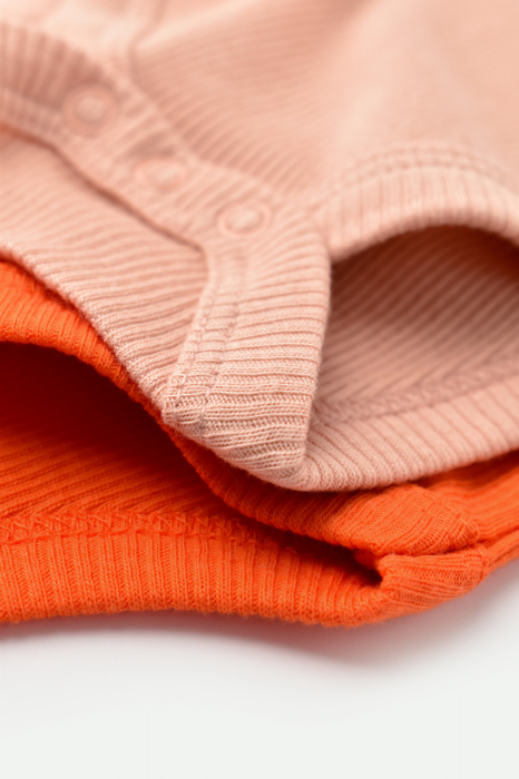 Set 2 body-uri fara maneci bebe unisex din bumbac organic si modal - Rodie/Piersica, BabyCosy [6]