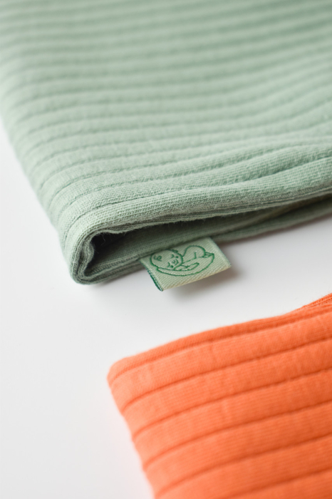 Set 2 body-uri fara maneci Ribana Bebe Unisex din bumbac organic si 5%elastan - Portocaliu/Verde BabyCosy [7]