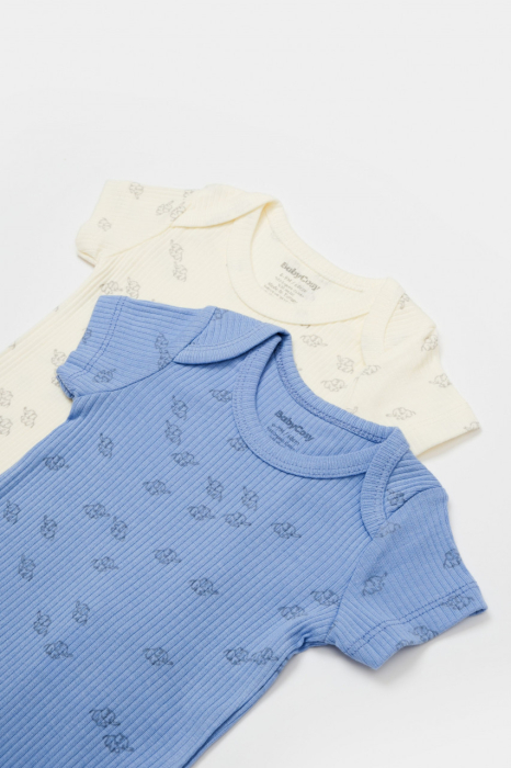 Set 2 body-uri Printed, BabyCosy, 50% modal+50% bumbac, Ecru/Lavanda [4]