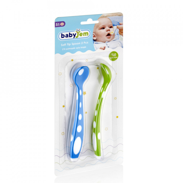 Set 2 lingurite din silicon BabyJem Soft Spoon (Culoare: Bleu) [2]