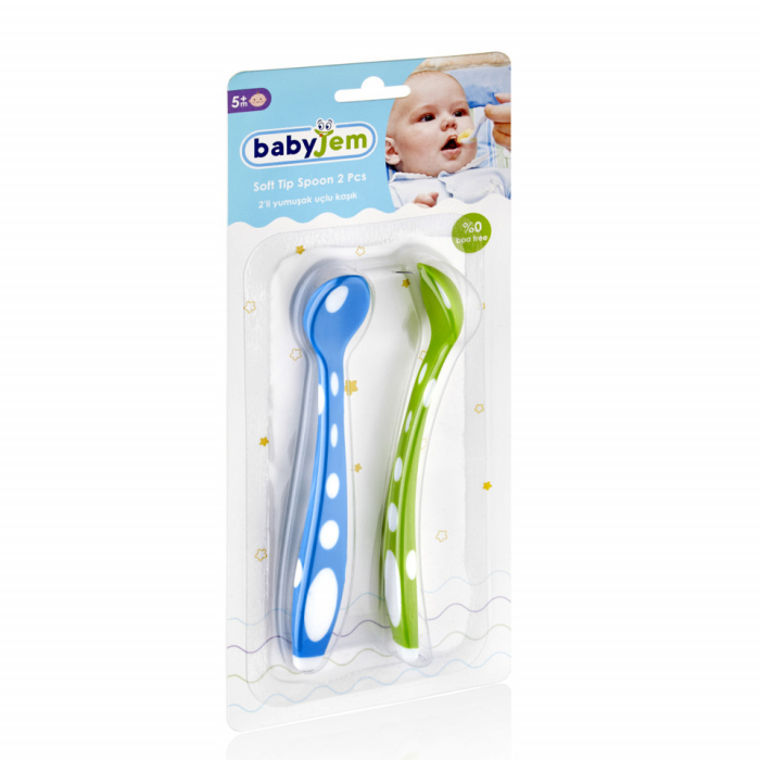 Set 2 lingurite din silicon BabyJem Soft Spoon (Culoare: Bleu) [7]