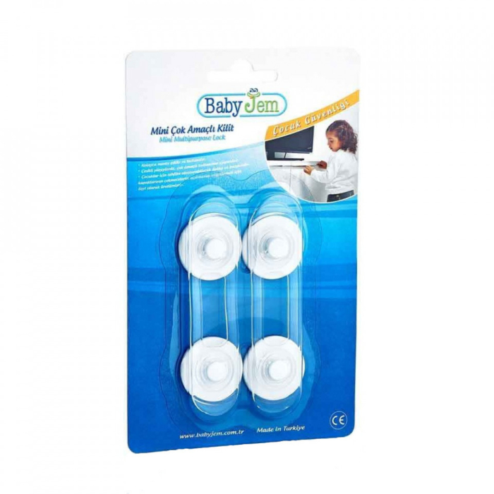 Set 2 mini sigurante universale pentru usi si dulapuri BabyJem, albe [3]