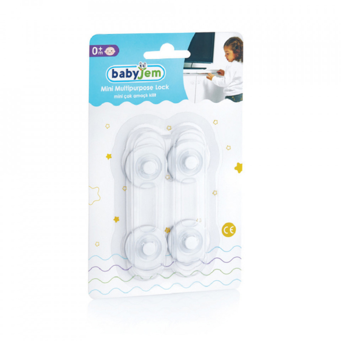 Set 2 mini sigurante universale pentru usi si dulapuri BabyJem, albe [2]