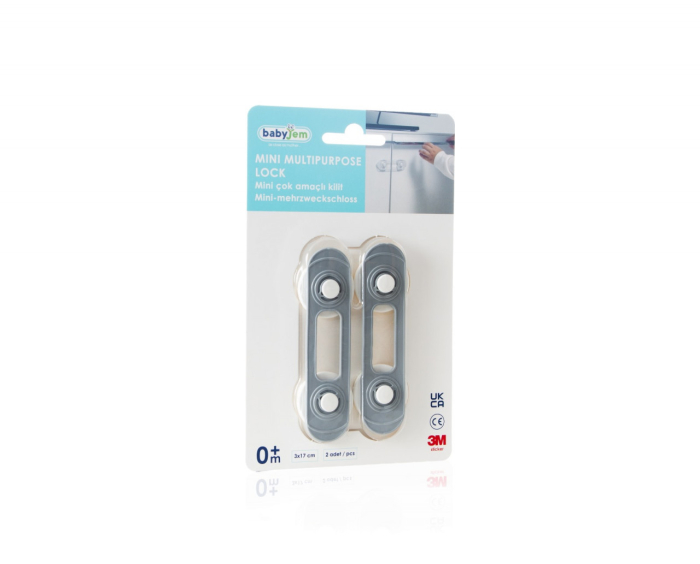 Set 2 mini sigurante universale pentru usi si dulapuri BabyJem, gri [3]