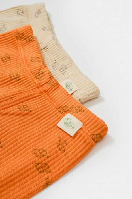 Set 2 pantalonasi cu botosei Printed, BabyCosy, 50% modal+50% bumbac, Stone/Apricot [3]